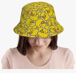 Yellow Duck Pattern Bucket Hat